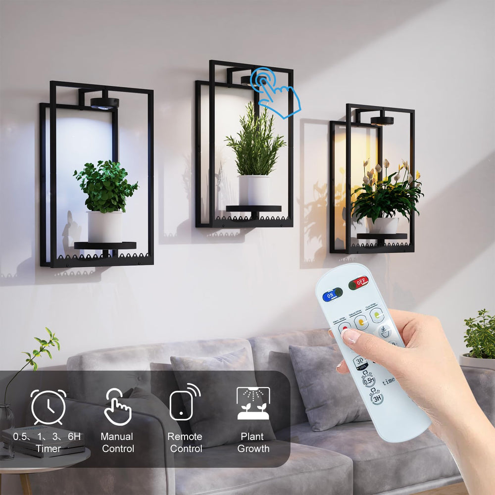 Shineled with potted plants arranged to show decorative display and space savings