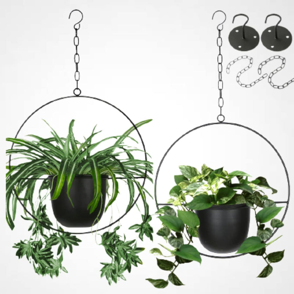 Shineloha front view hanging planter showing clean modern silhouette and easy hanging
