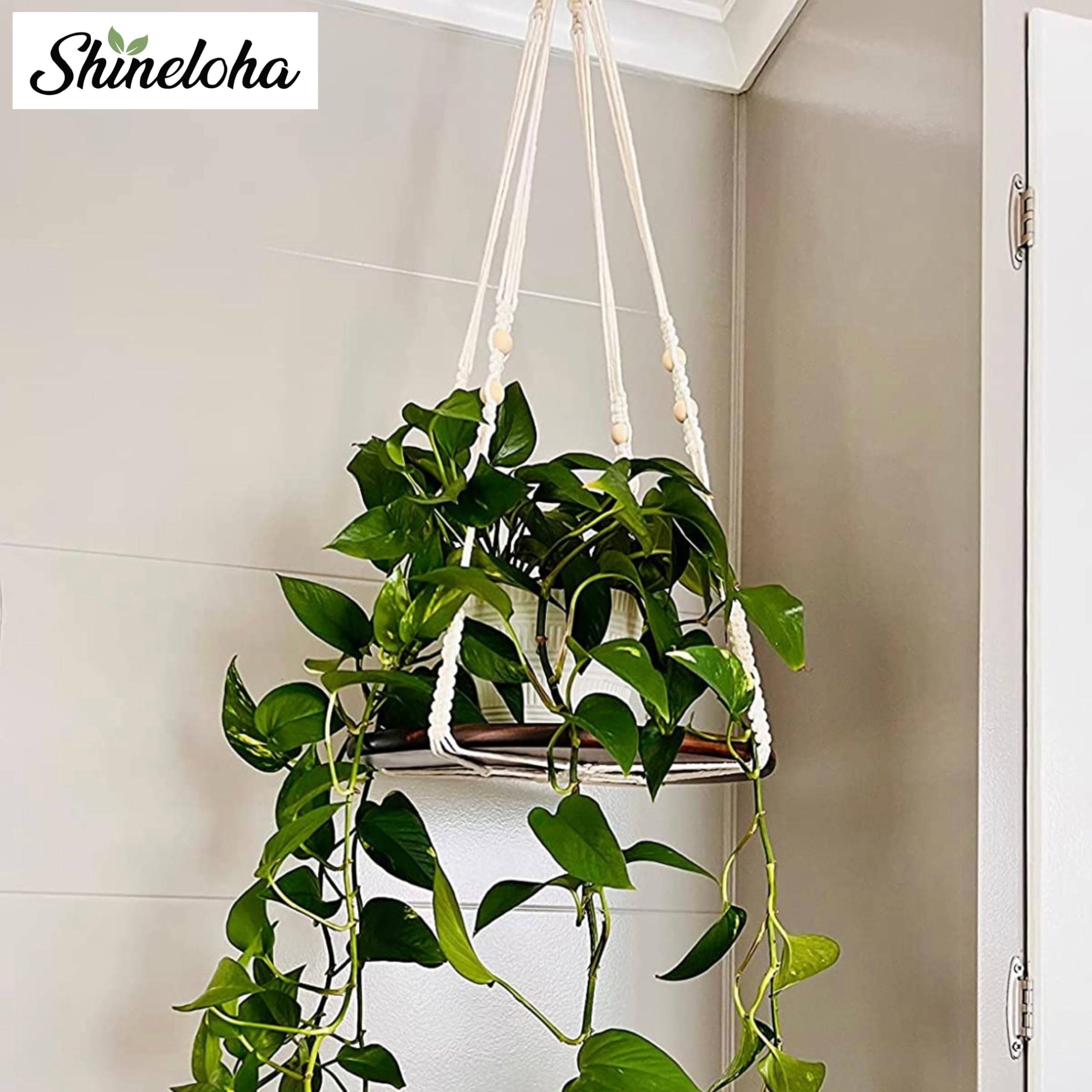 Shineloha close-up of macrame knots showing sturdy craftsmanship and reliable plant support