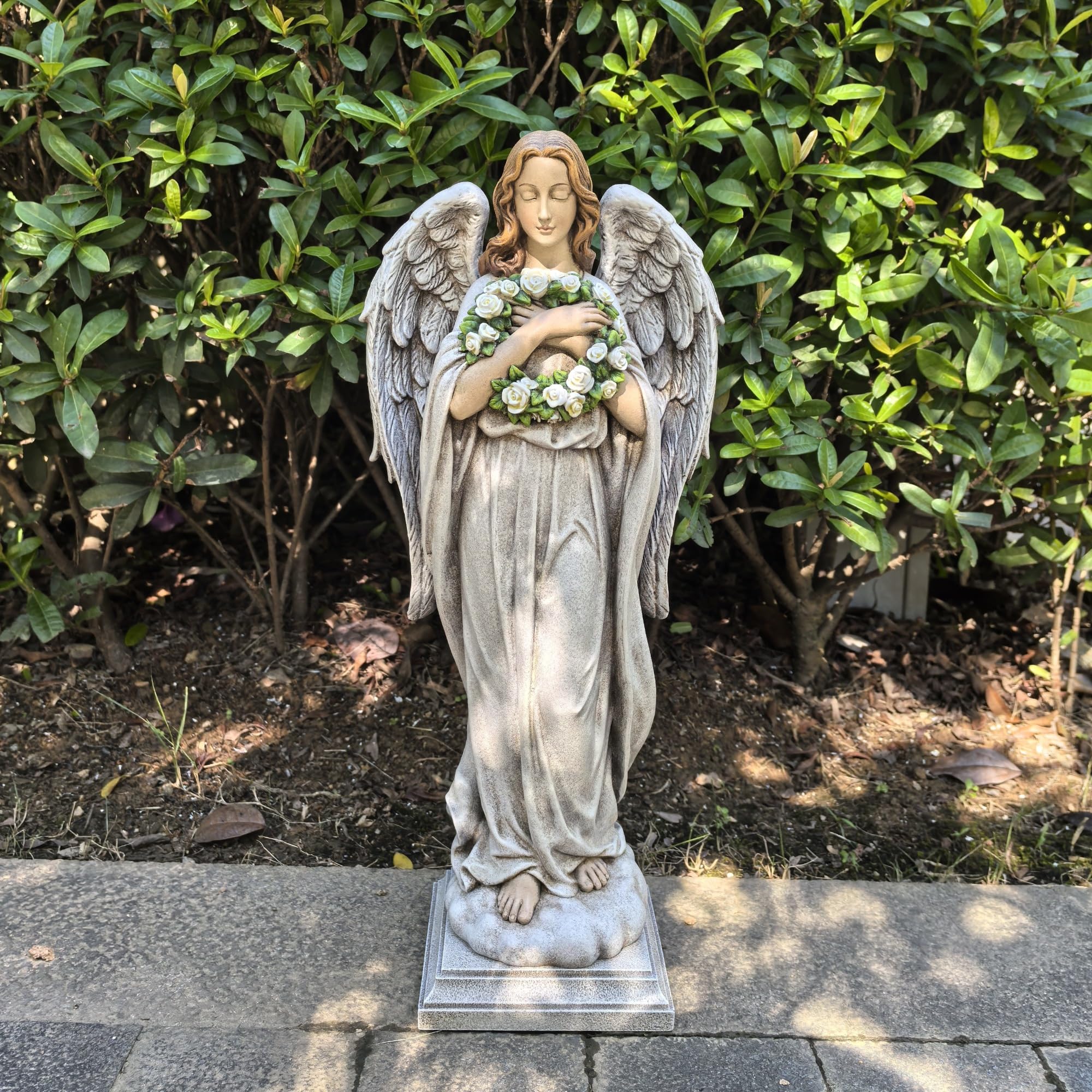ShineOnAngel on patio table showing versatile placement and decorative benefit