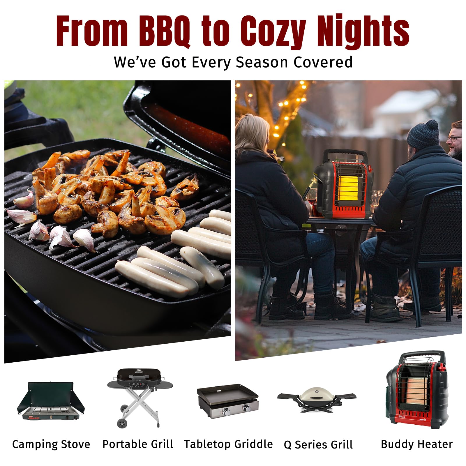 SHINESTAR connected to a camping stove illustrating reliable cooking power