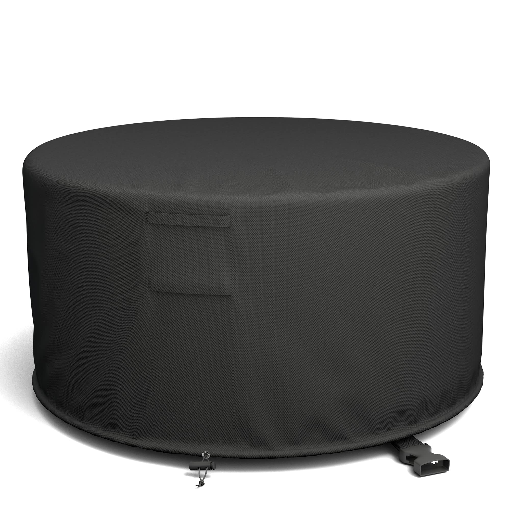 SHINESTAR front view of 50" cover protecting a round fire pit — durable weather protection