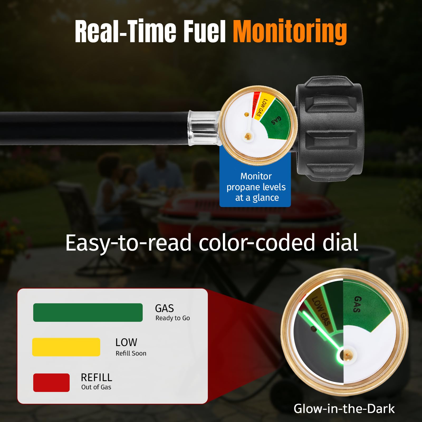 SHINESTAR close-up of luminous gauge for quick night fuel checks