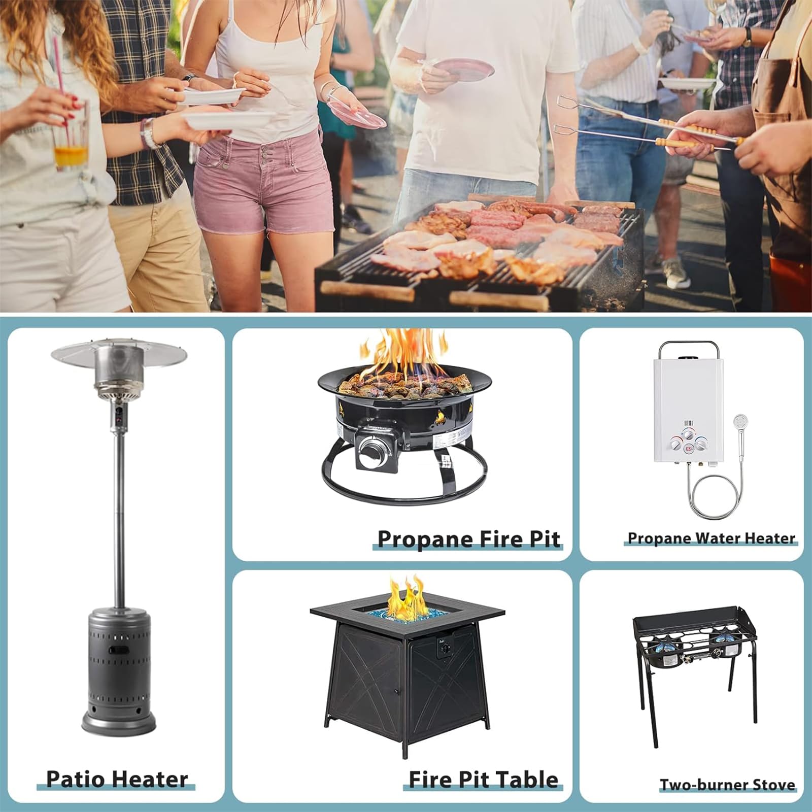 SHINESTAR 15 ft hose connected to a backyard grill showing extended reach benefit