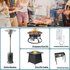 SHINESTAR 15 ft hose connected to a backyard grill showing extended reach benefit
