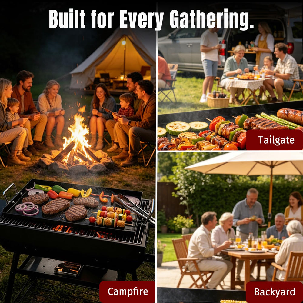 SHINESTAR lifestyle shot making breakfast outdoors with pancakes and family-friendly convenience