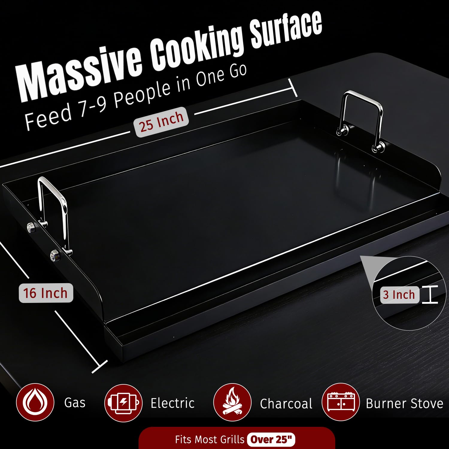 SHINESTAR griddle cooking on charcoal grill delivering even searing and contact heat