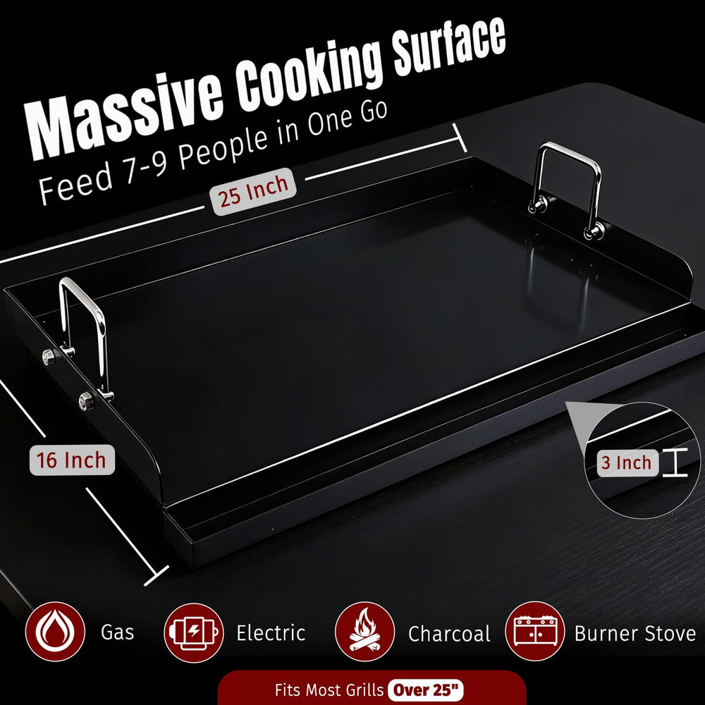 SHINESTAR griddle cooking on charcoal grill delivering even searing and contact heat