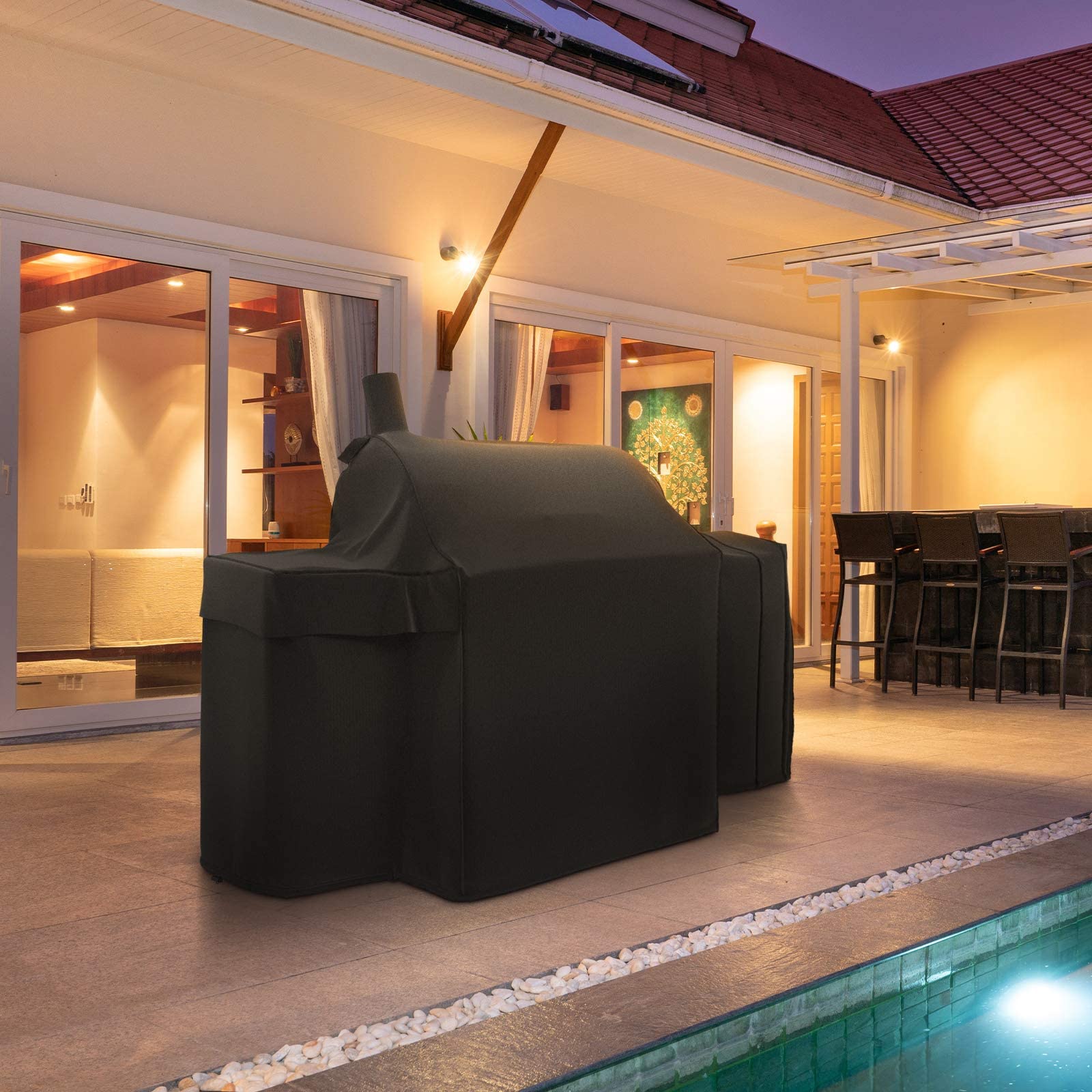 SHINESTAR lifestyle patio scene showing protected grill and cleaner looks