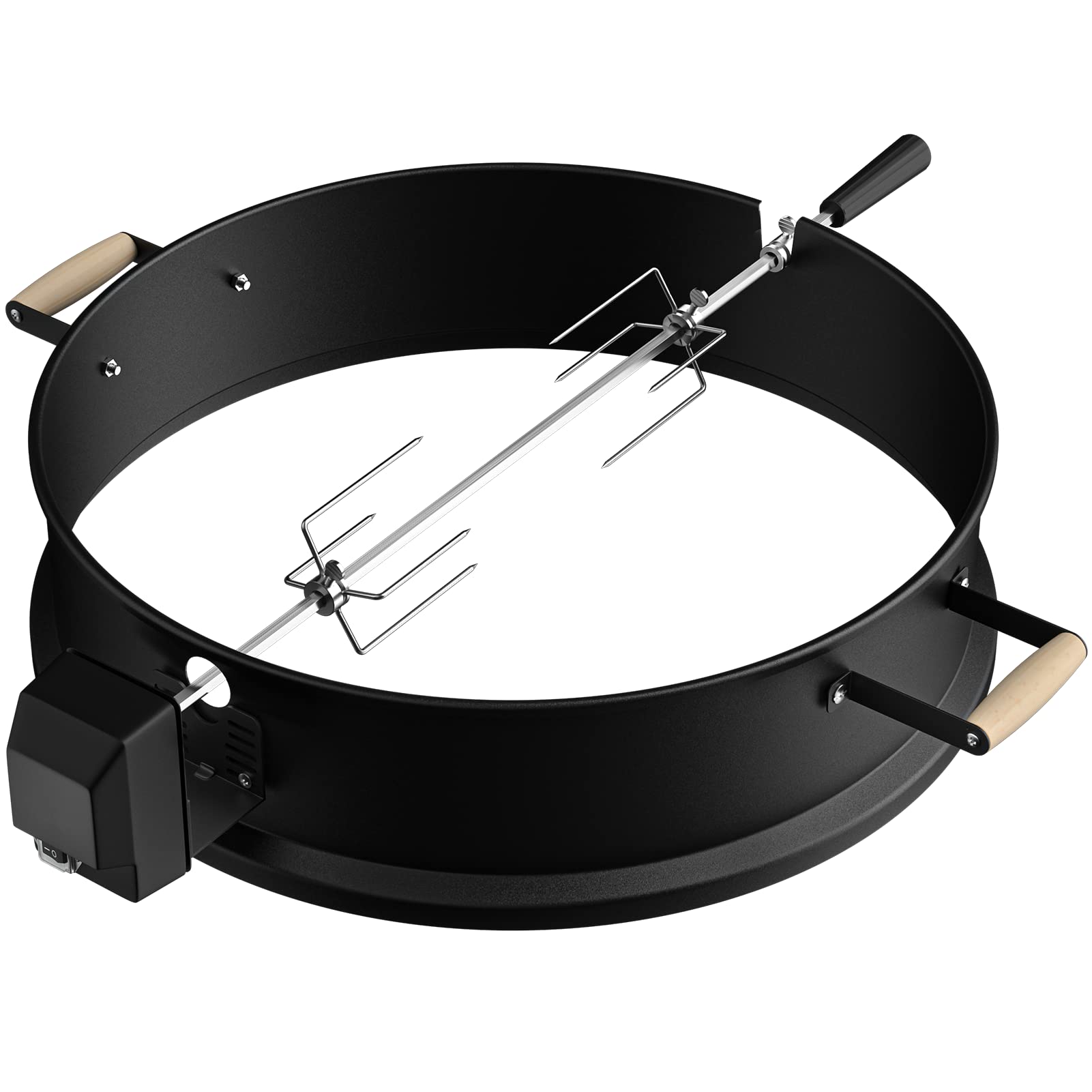 SHINESTAR front view of rotisserie ring showing fit and stable rim seating for secure grilling