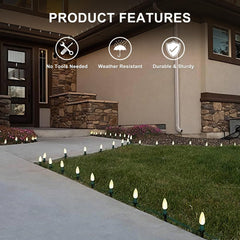 ShineU stake with C9 bulb attached showing organized outdoor lighting