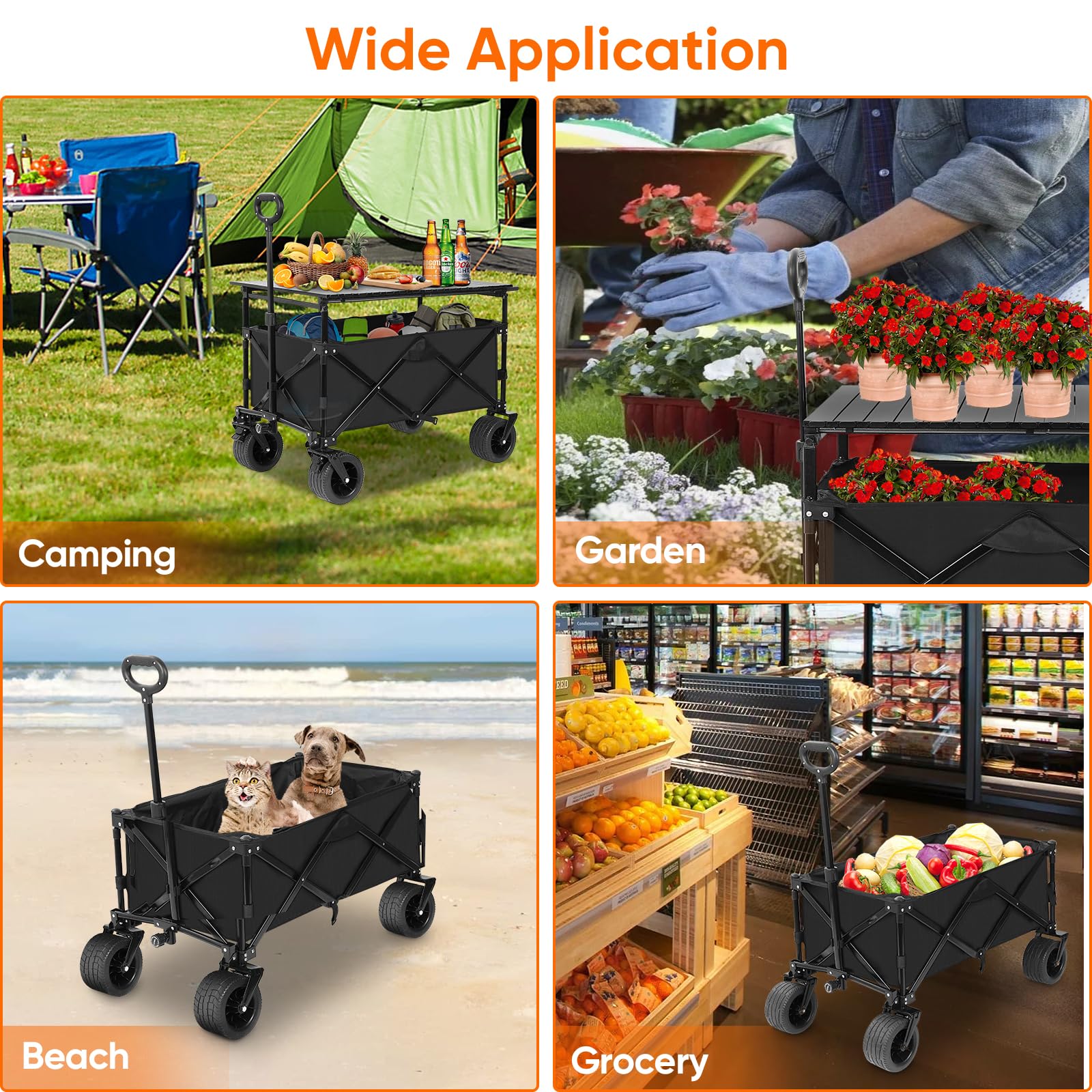 SHINLEYPACK folded wagon next to car trunk to show compact size and travel ease