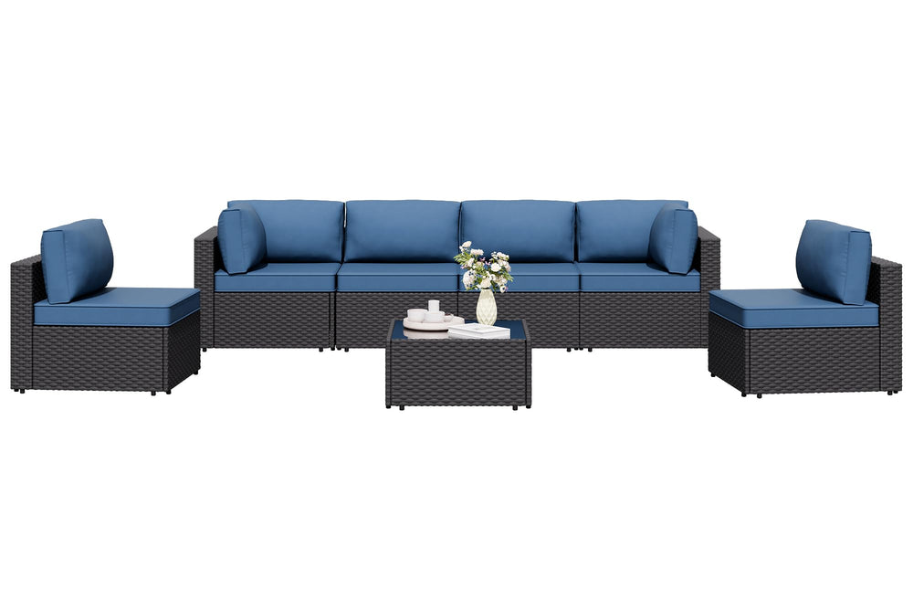 Shintenchi front view of full 7-piece set showing complete arrangement and comfort