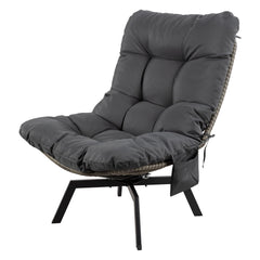 Shintenchi front view of grey rattan swivel chair showing modern style and comfort