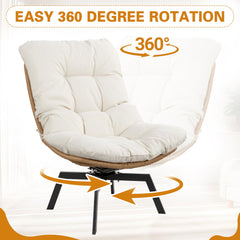 Shintenchi chair rotating in a garden demonstrating smooth 360° motion benefit
