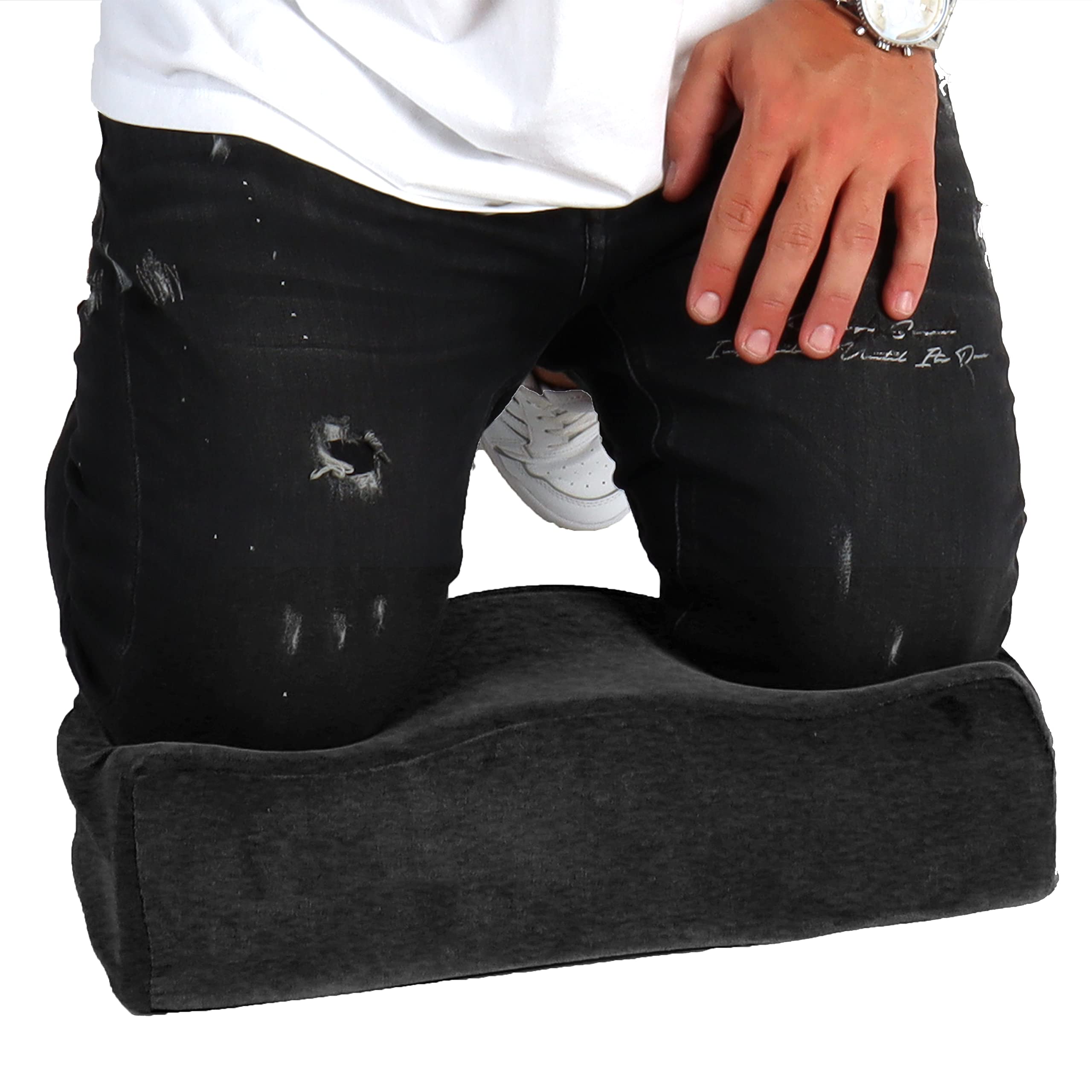 SHINY-V front view of kneeling pad showing full surface and benefits
