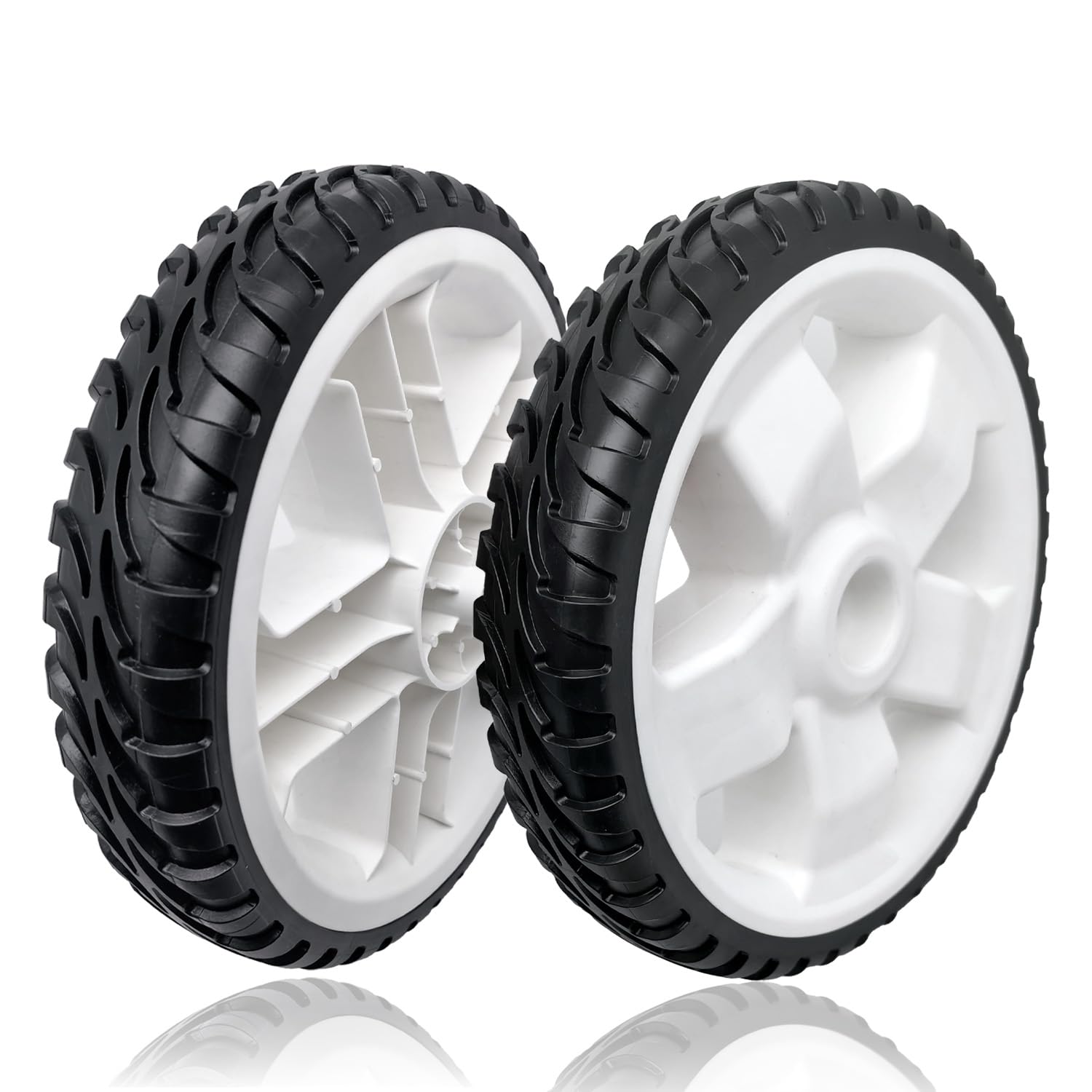shiosheng front view of two 11-inch drive wheels showing full profile and fit benefit