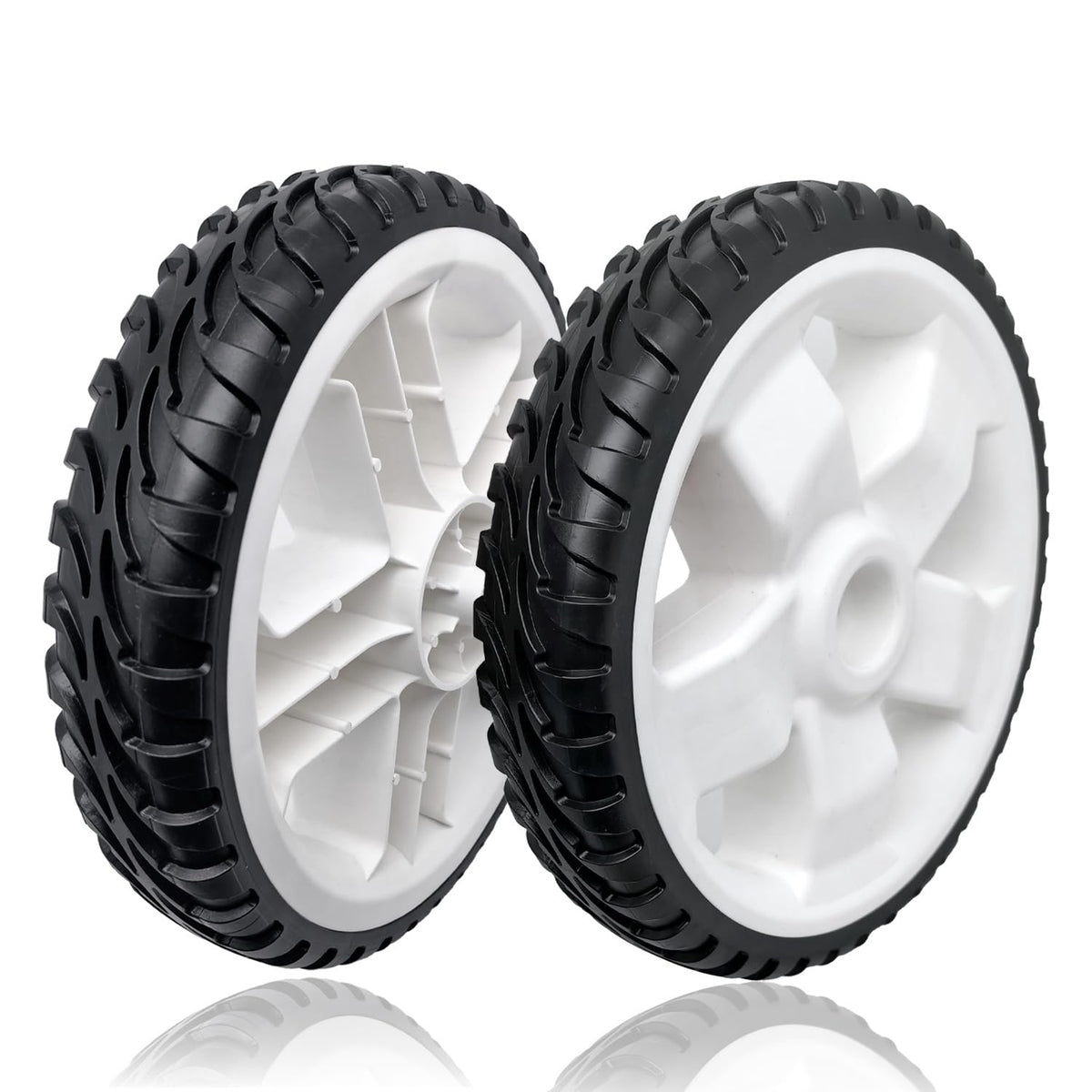 shiosheng front view of two 11-inch drive wheels showing full profile and fit benefit