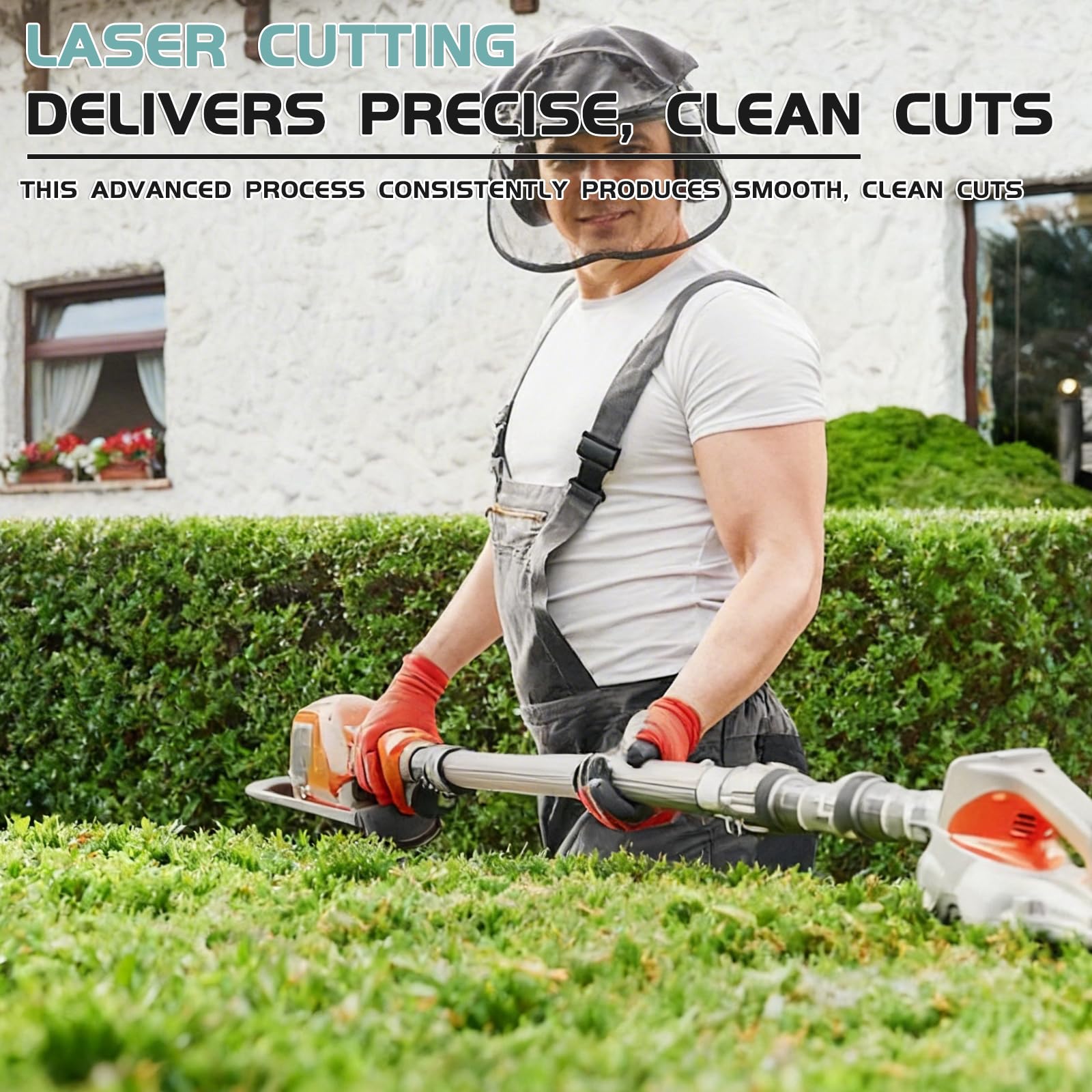 shiosheng blades installed while gardener trims hedge for efficient smooth cutting