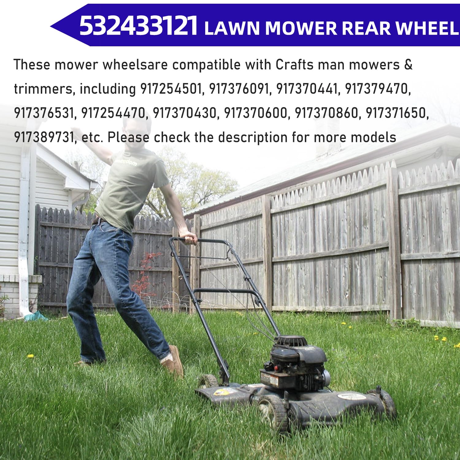 shiosheng wheel mounted on a mower axle demonstrating simple installation
