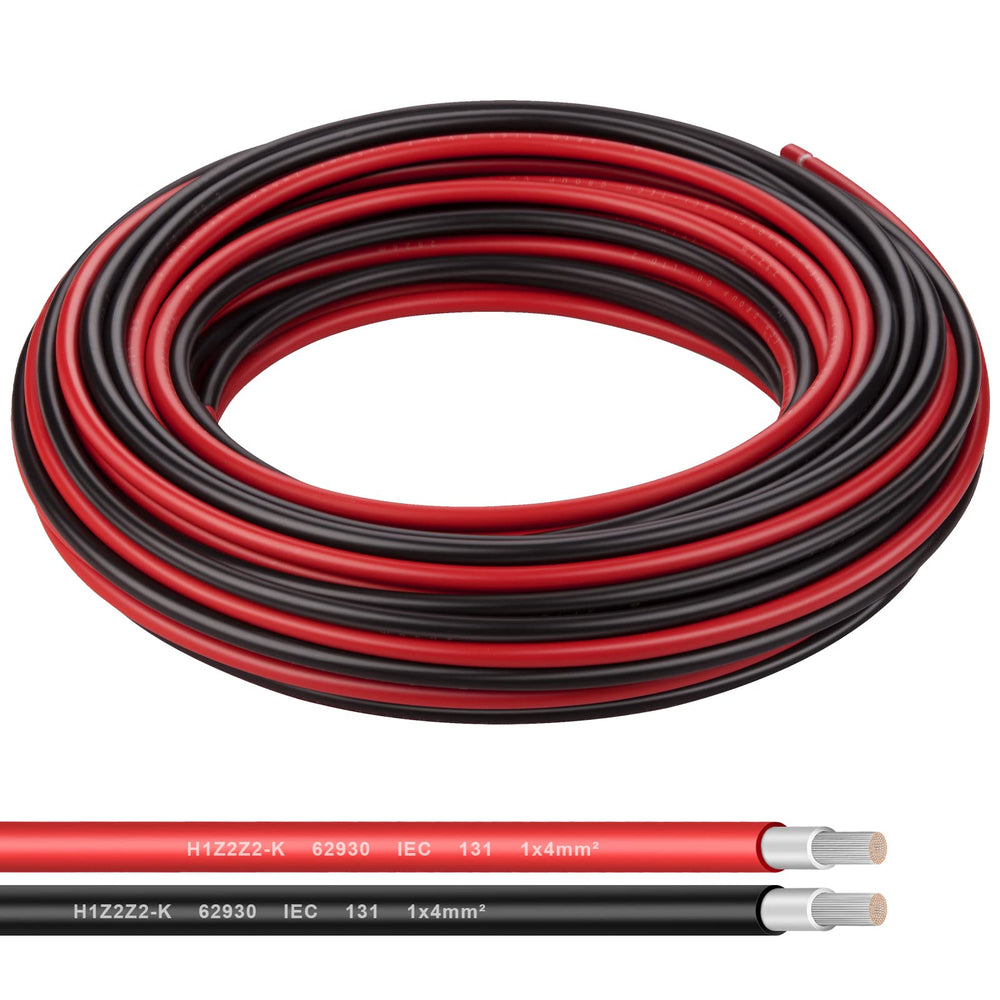 Shirbly coiled black and red pair front view showing durable jacket and clear polarity benefit