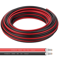Shirbly coiled black and red pair front view showing durable jacket and clear polarity benefit