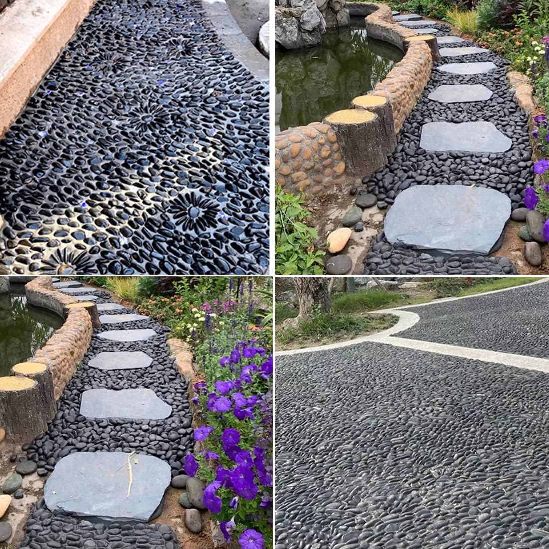 SHIZWU pebbles at fountain edge showing durable, water-resistant finish