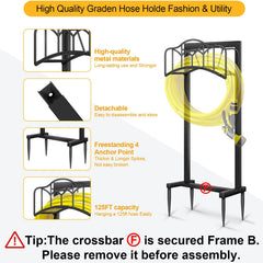 Shomextol hose reel loaded with 100ft of hose showing tidy, kink-free storage