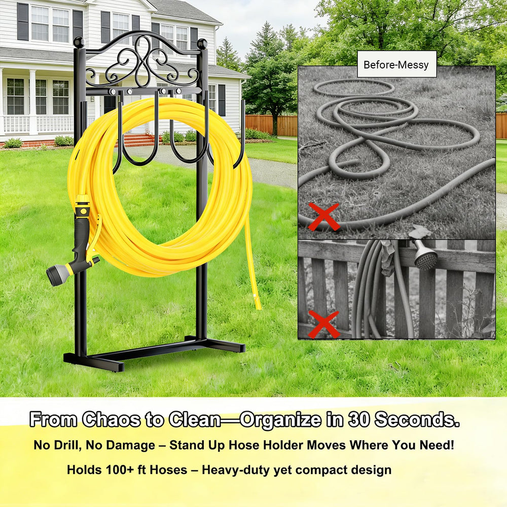Shomextol next to a coiled hose showing scale and capacity for easy planning