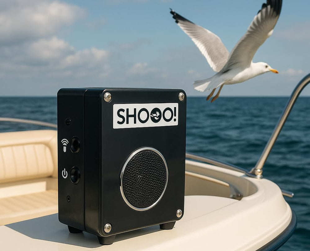 SHOOO open battery compartment showing easy battery replacement advantage