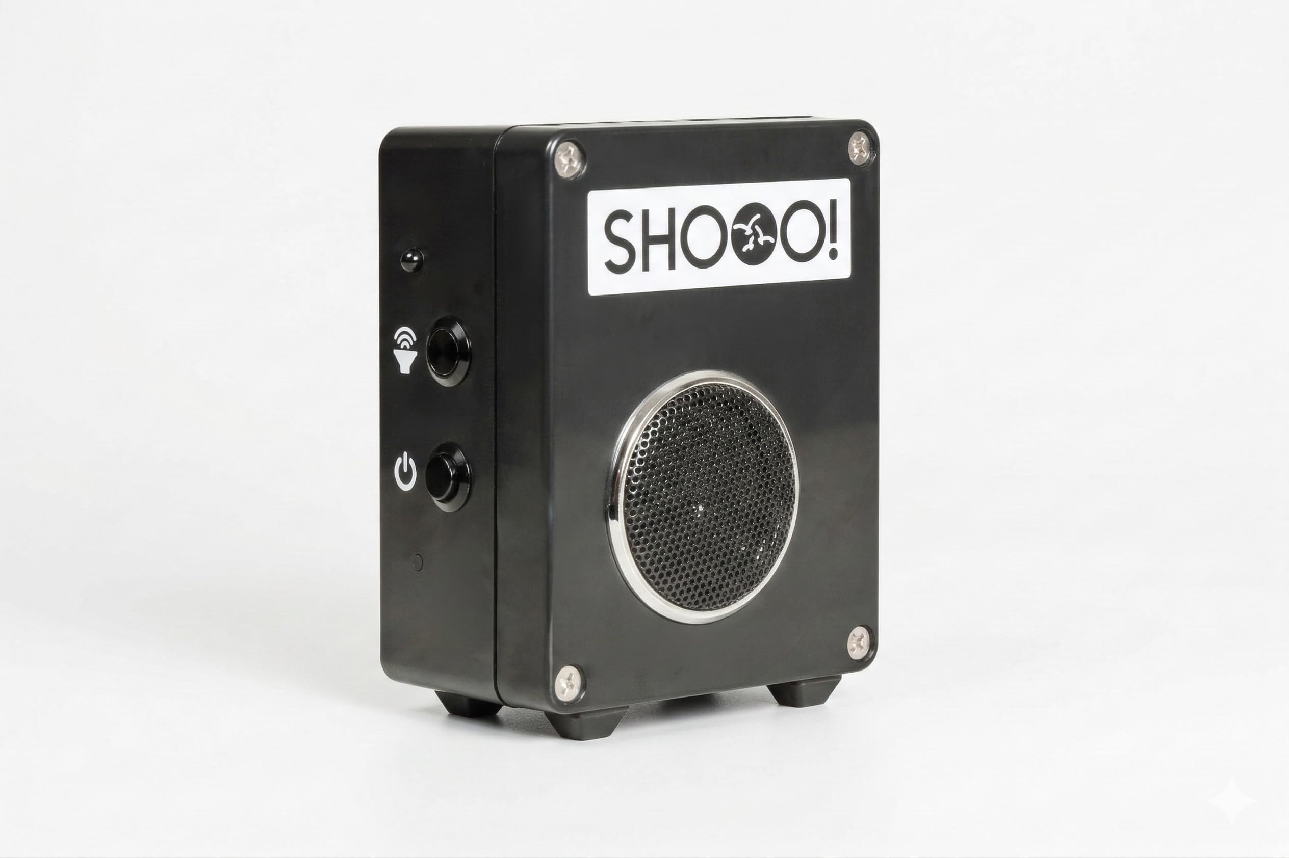 SHOOO front view mounted on roof showing quick deterrent benefit