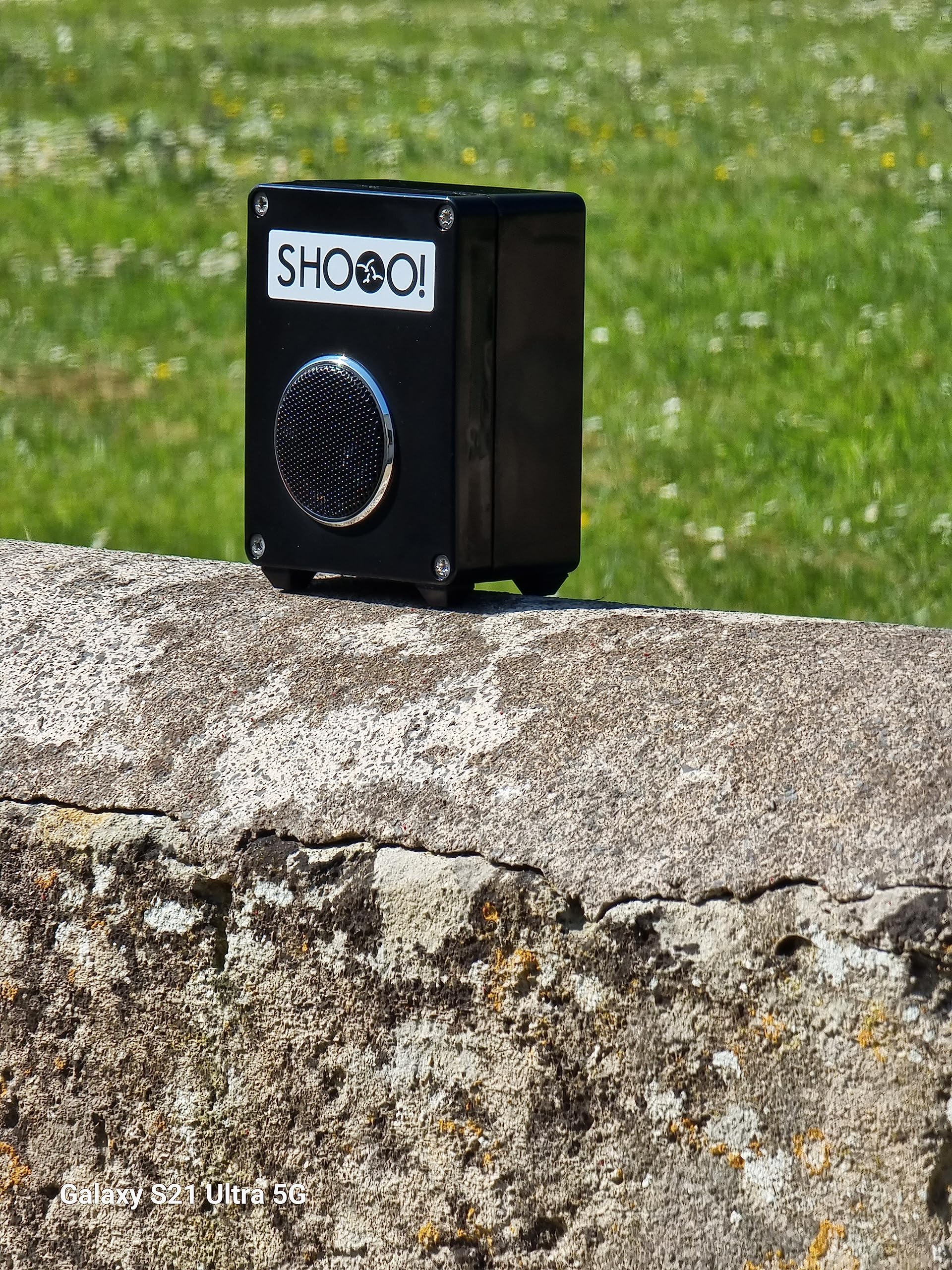 SHOOO beside ruler showing compact size for discreet placement