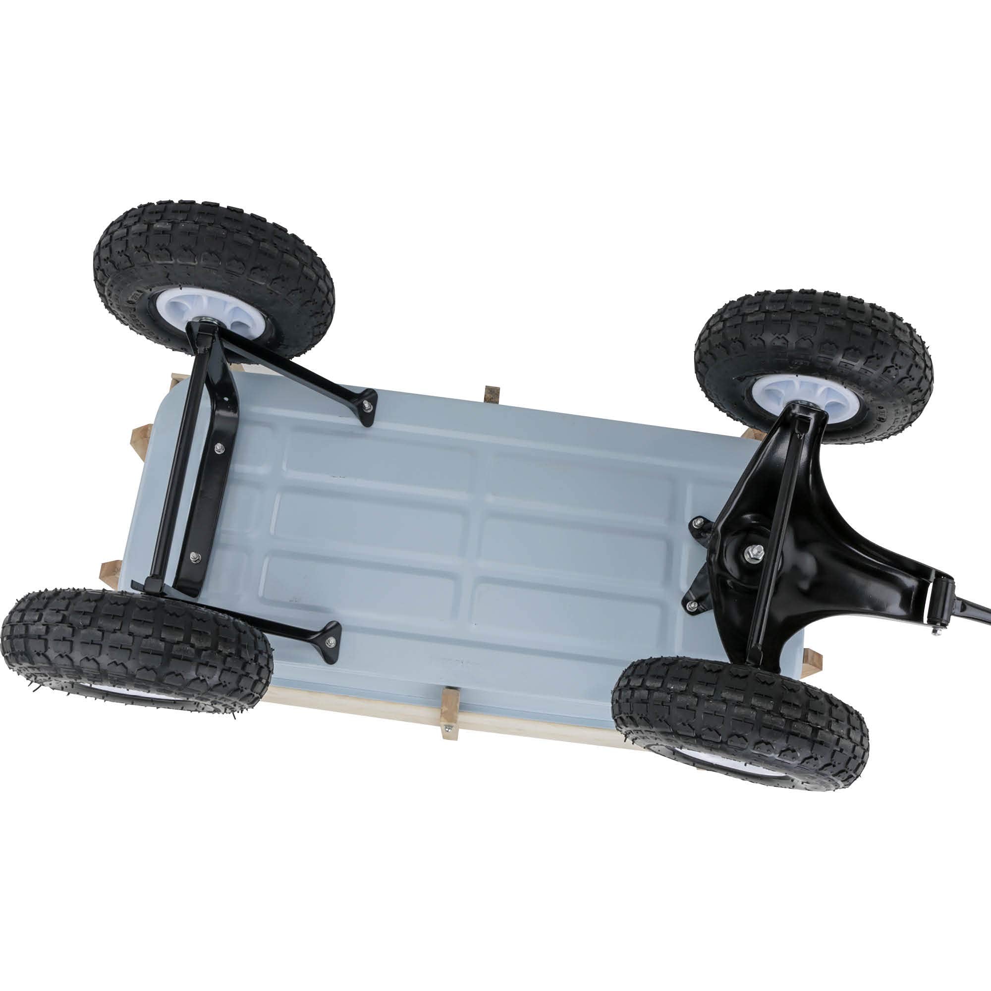 Shop Fox D3244 in garden setting illustrating easier yard work and efficient hauling
