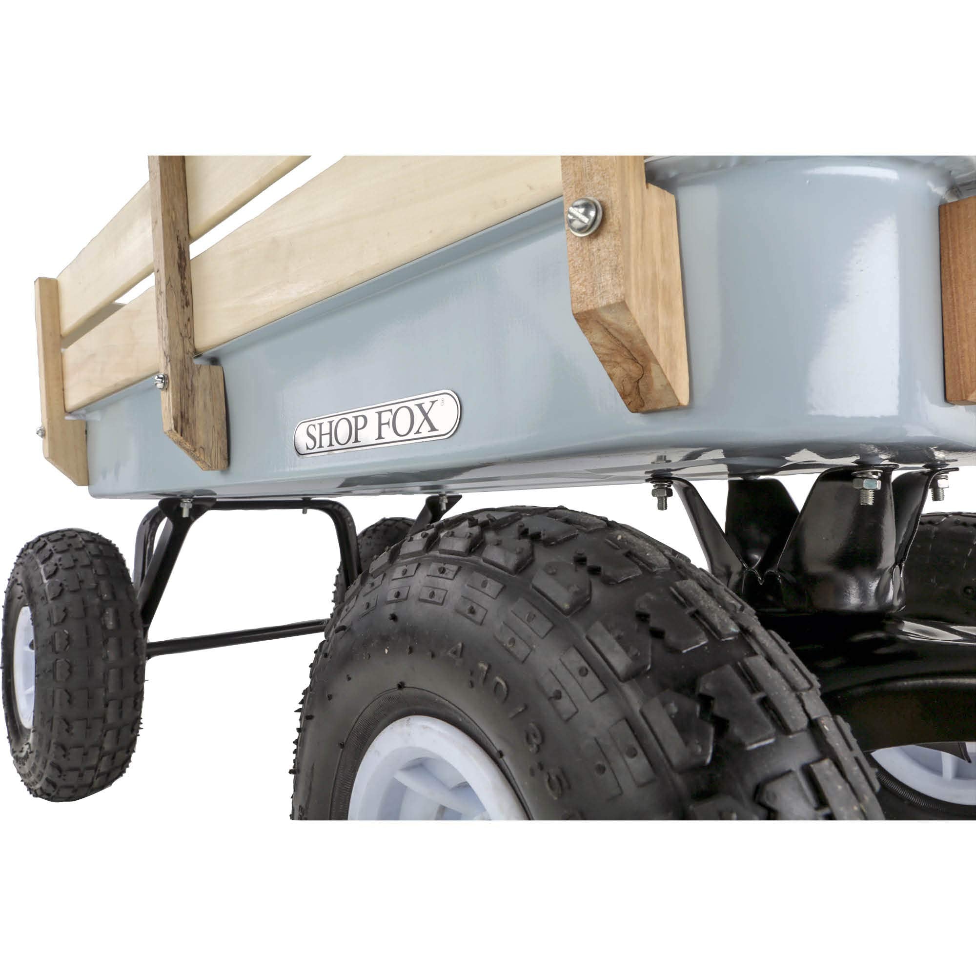 Shop Fox D3244 loaded with firewood demonstrating roomy capacity and stable transport