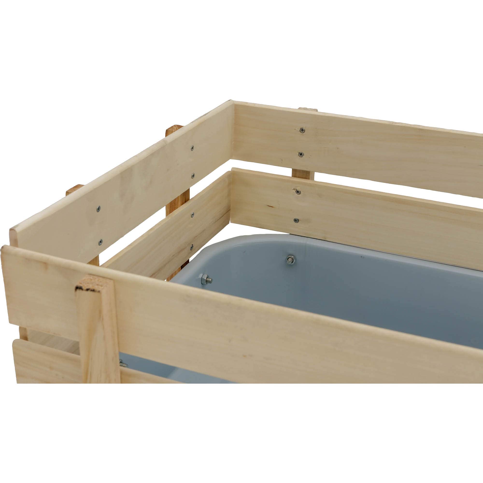 Shop Fox D3244 side profile highlighting high wooden sides that secure loose cargo