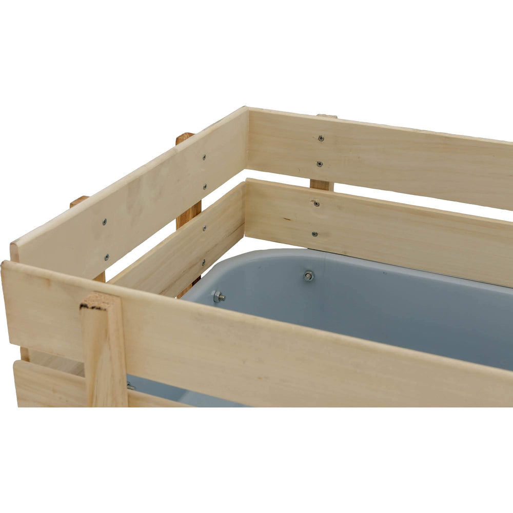 Shop Fox D3244 side profile highlighting high wooden sides that secure loose cargo