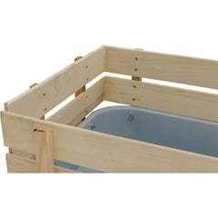 Shop Fox D3244 side profile highlighting high wooden sides that secure loose cargo