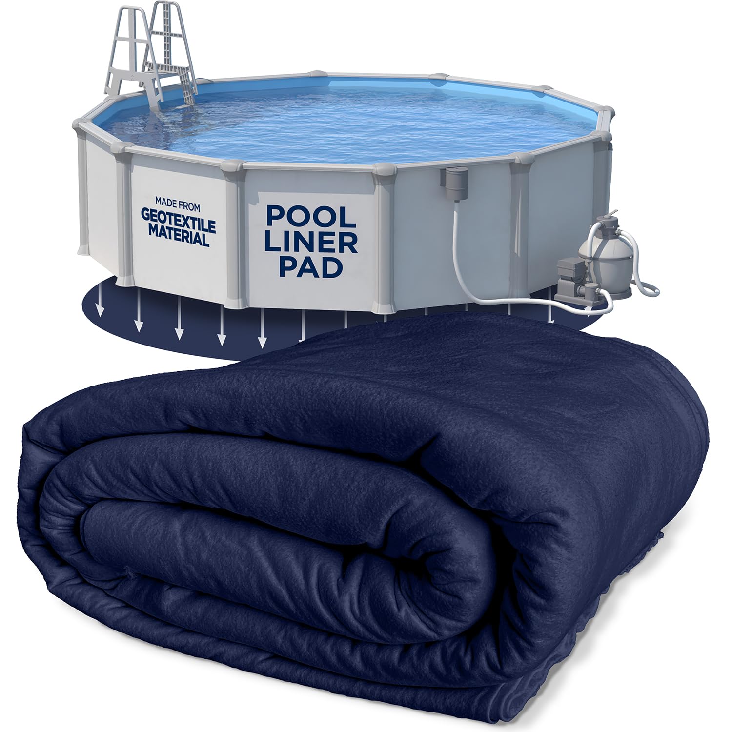 Shop Square front view of 21-foot pad showing full round shape for easy placement and protection