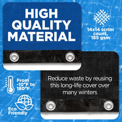 Shop Square reinforced edge and grommet detail for secure tie-down benefit