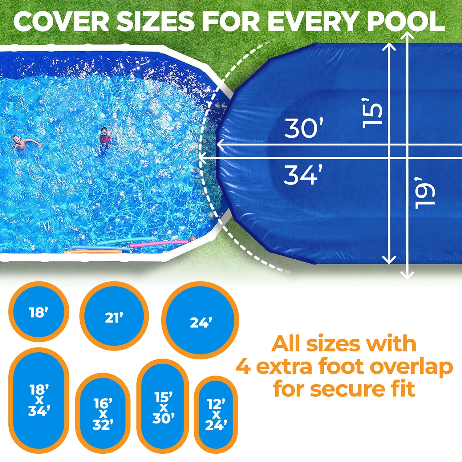 Shop Square covered pool in winter scene showing snow protection benefit