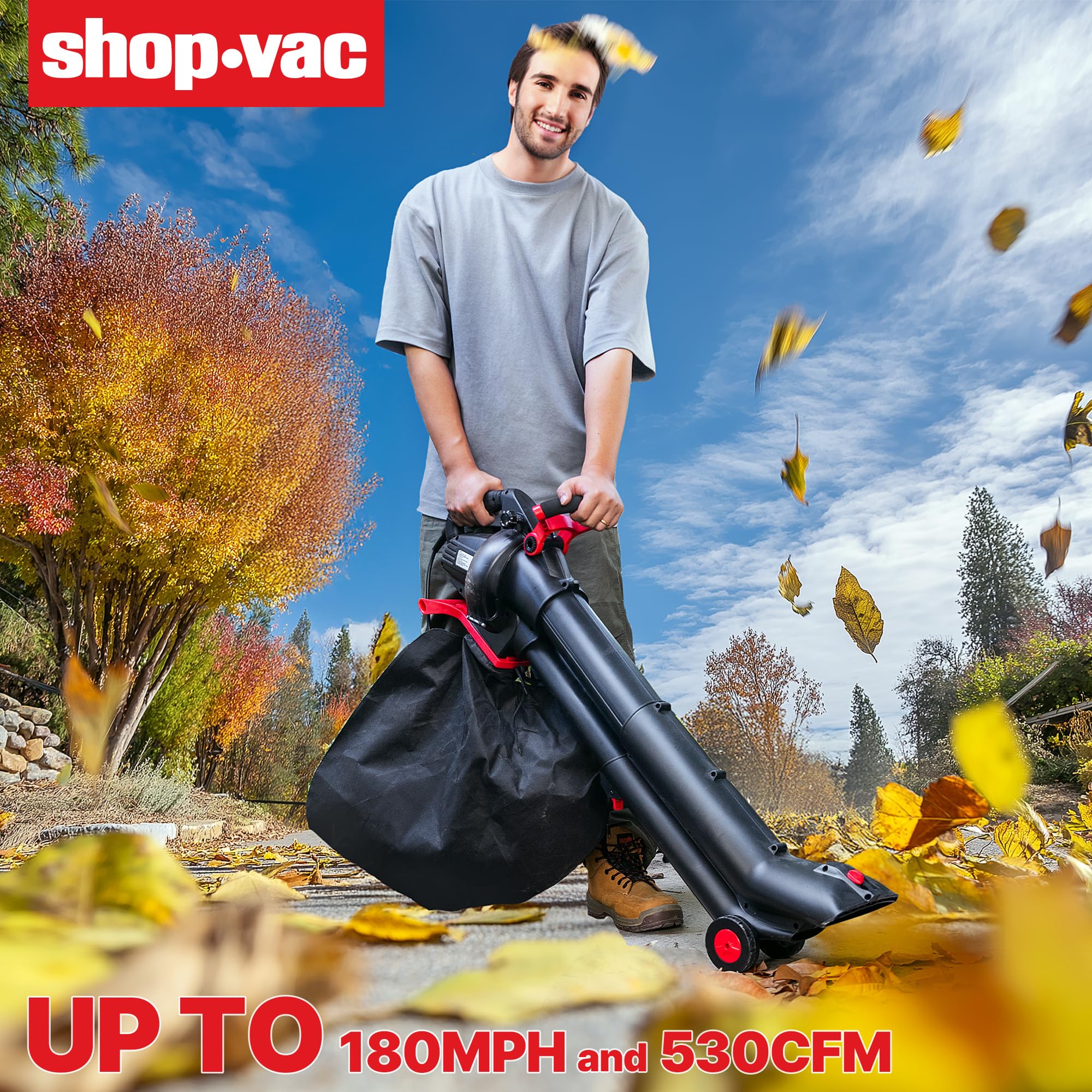 Shop-Vac 35L collection bag attached showing larger debris capacity