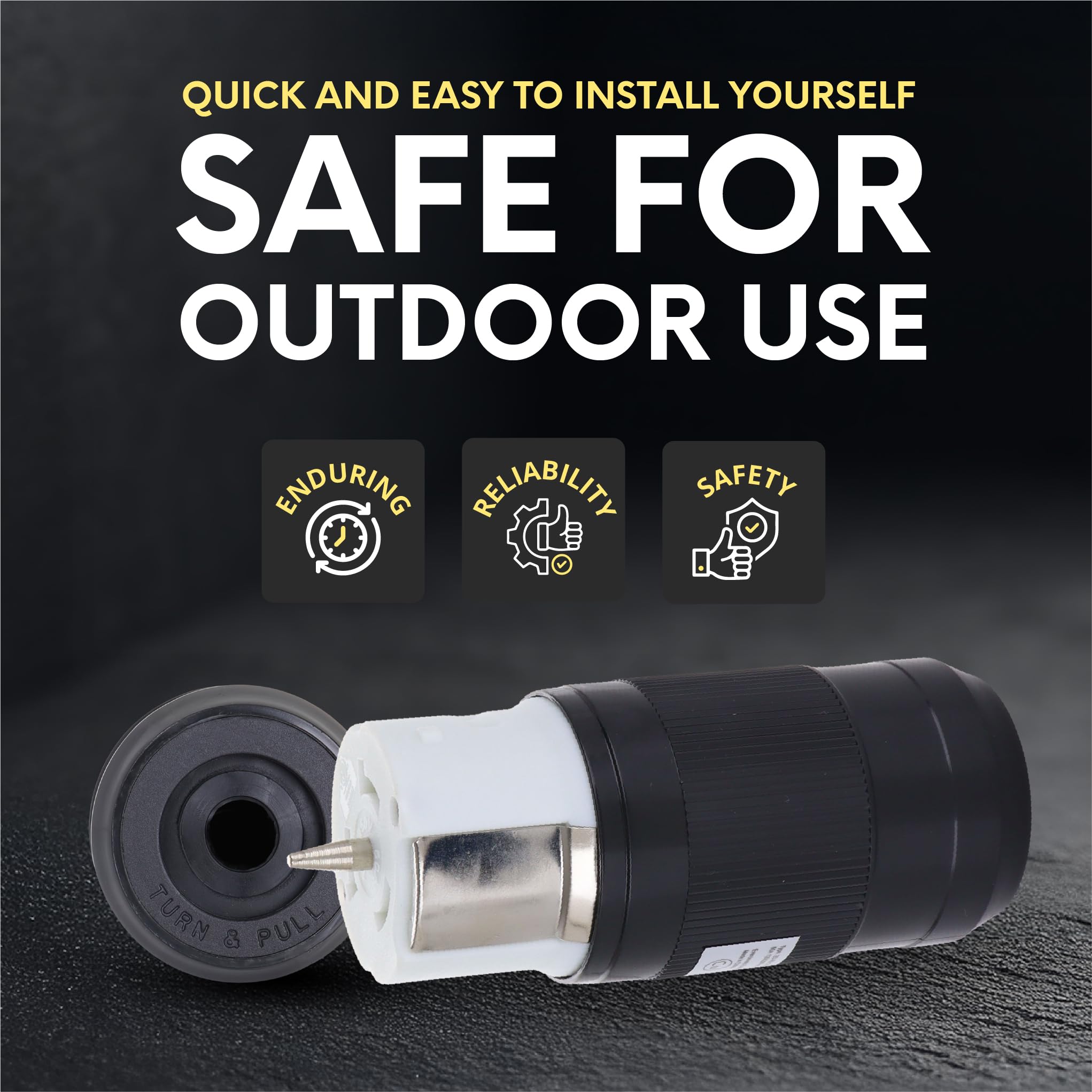SHOPCORP spring-loaded weather cover protecting contacts from moisture