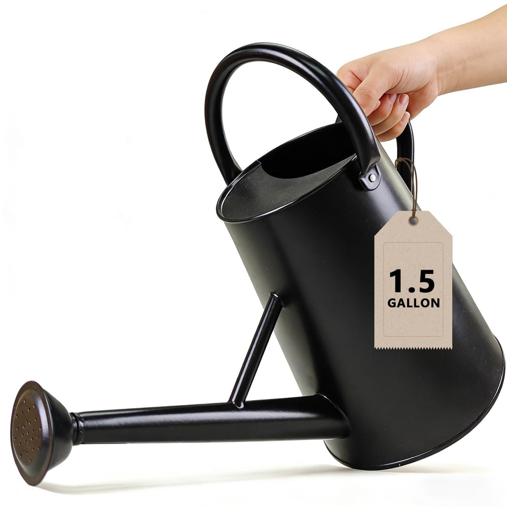 shopwithgreen front view of gold metal watering can showing capacity and elegant design benefit