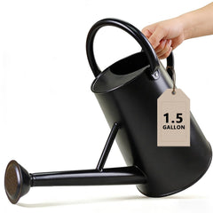 shopwithgreen front view of gold metal watering can showing capacity and elegant design benefit