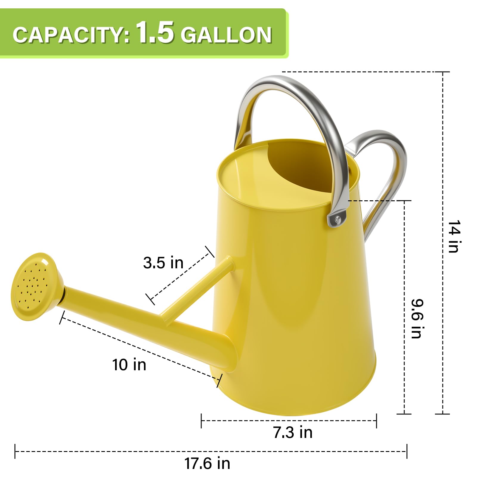 shopwithgreen watering can in use pouring water onto a potted plant with control