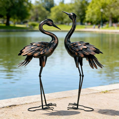 Shorayn front view crane statue showing graceful pose and garden accent