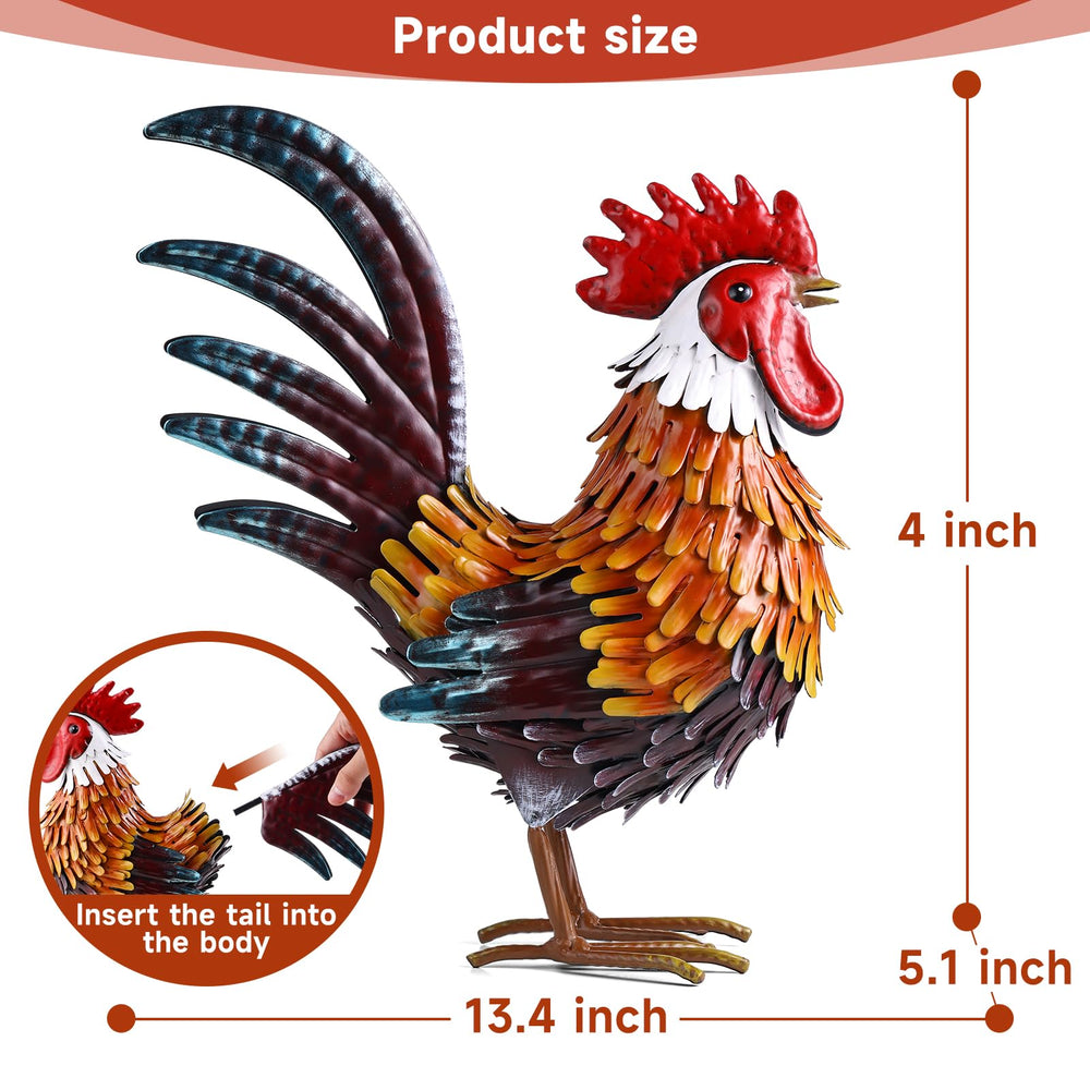 Shorayn side profile of metal rooster highlighting silhouette and sturdy construction