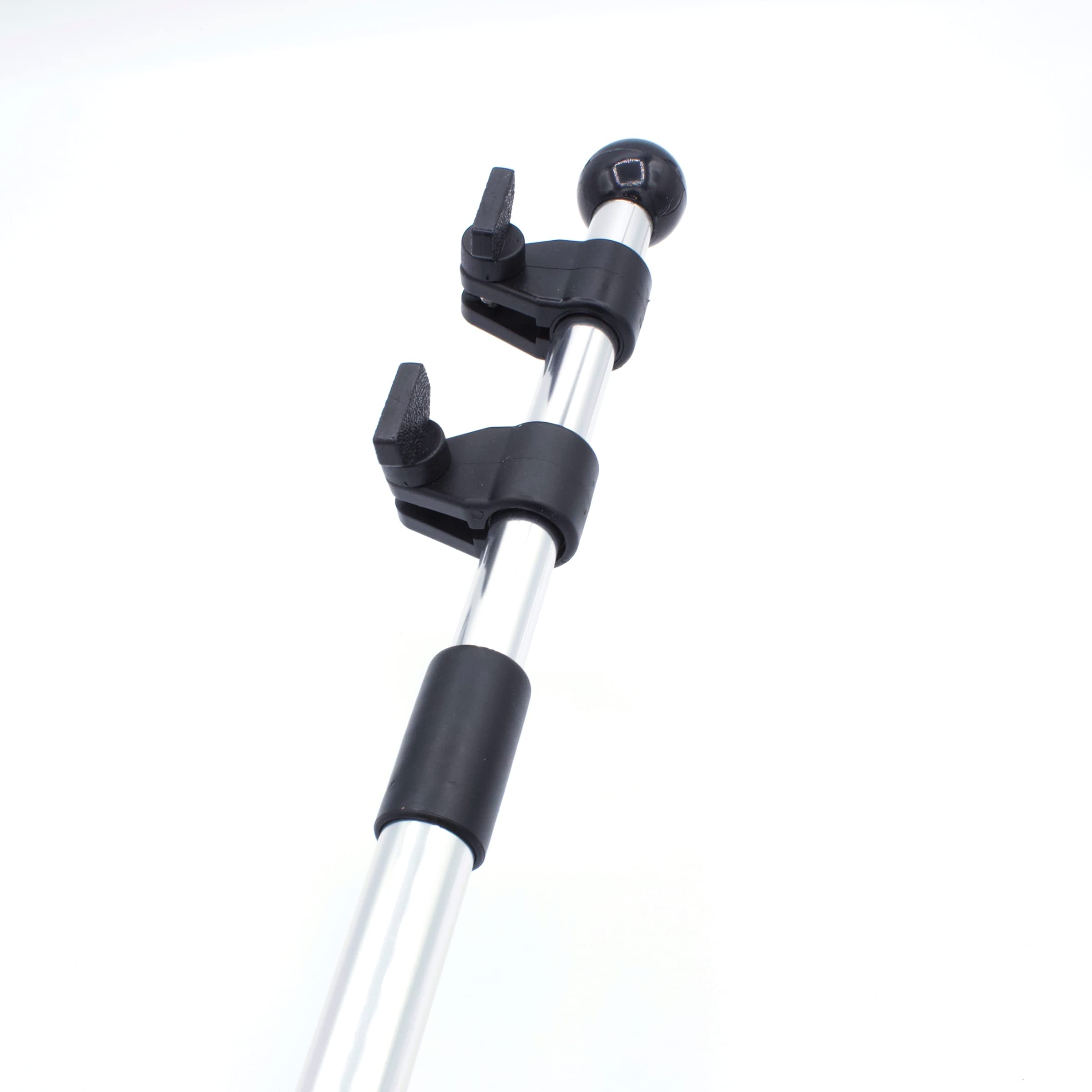 Shoreline Marine extended flag pole mounted on stern demonstrating increased flag visibility