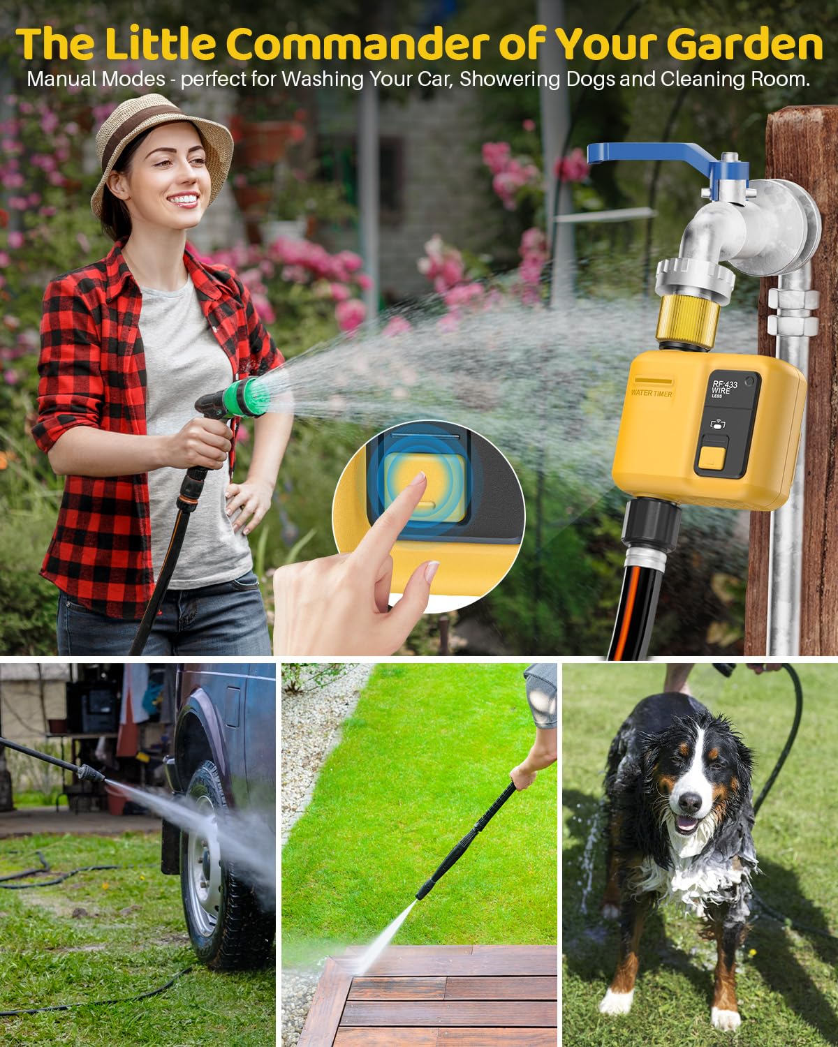 Shrivee gateway hub with multiple timers illustrating expandable whole-yard coverage