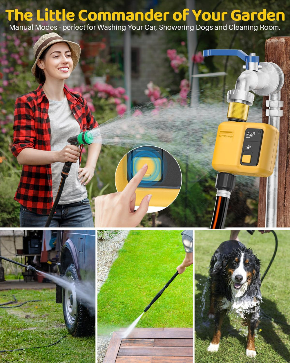 Shrivee gateway hub with multiple timers illustrating expandable whole-yard coverage